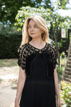 Vintage crochet beaded black cape