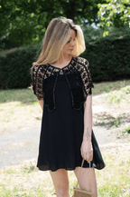Vintage crochet beaded black cape