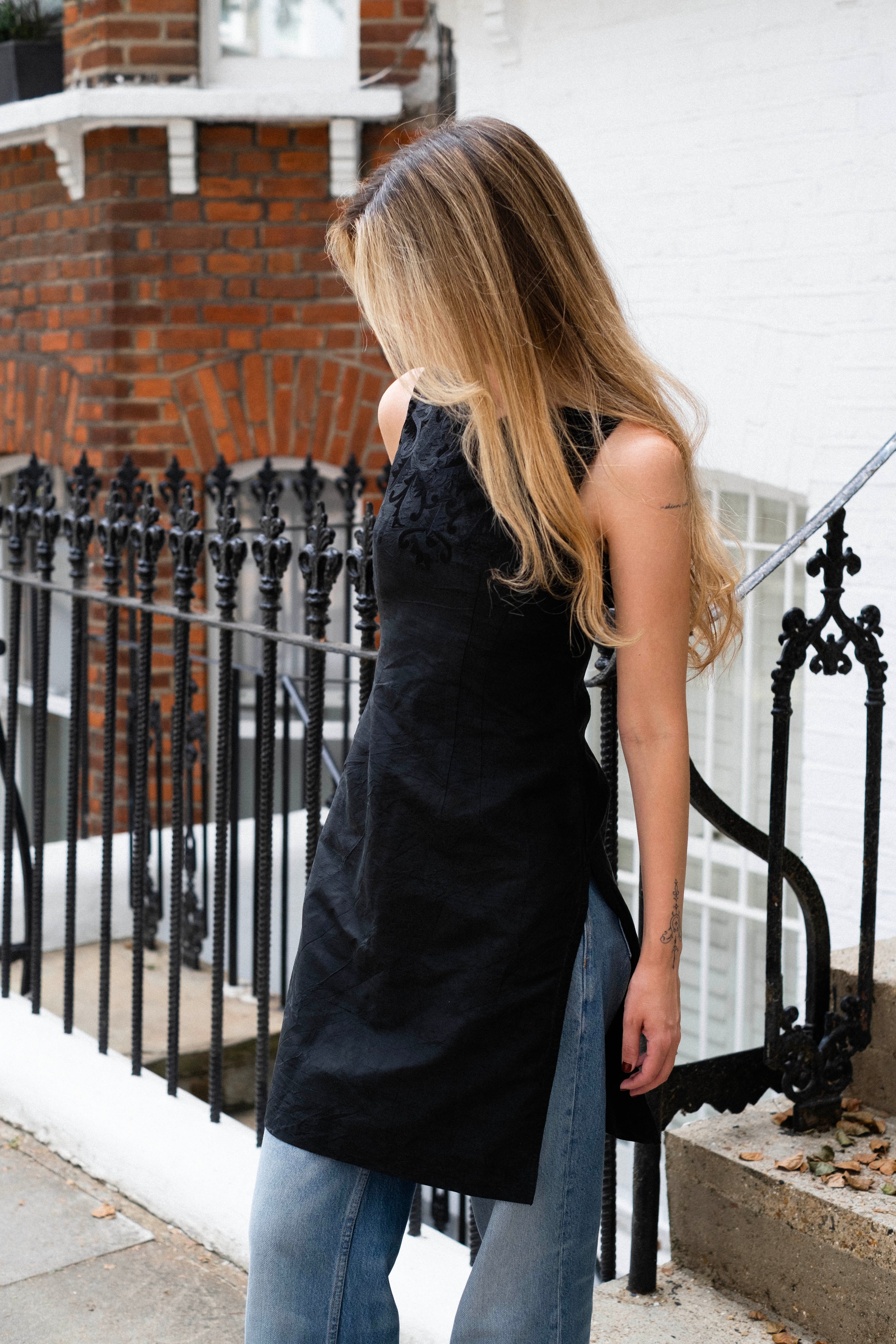 Vintage 90s silk tunic with embroidery