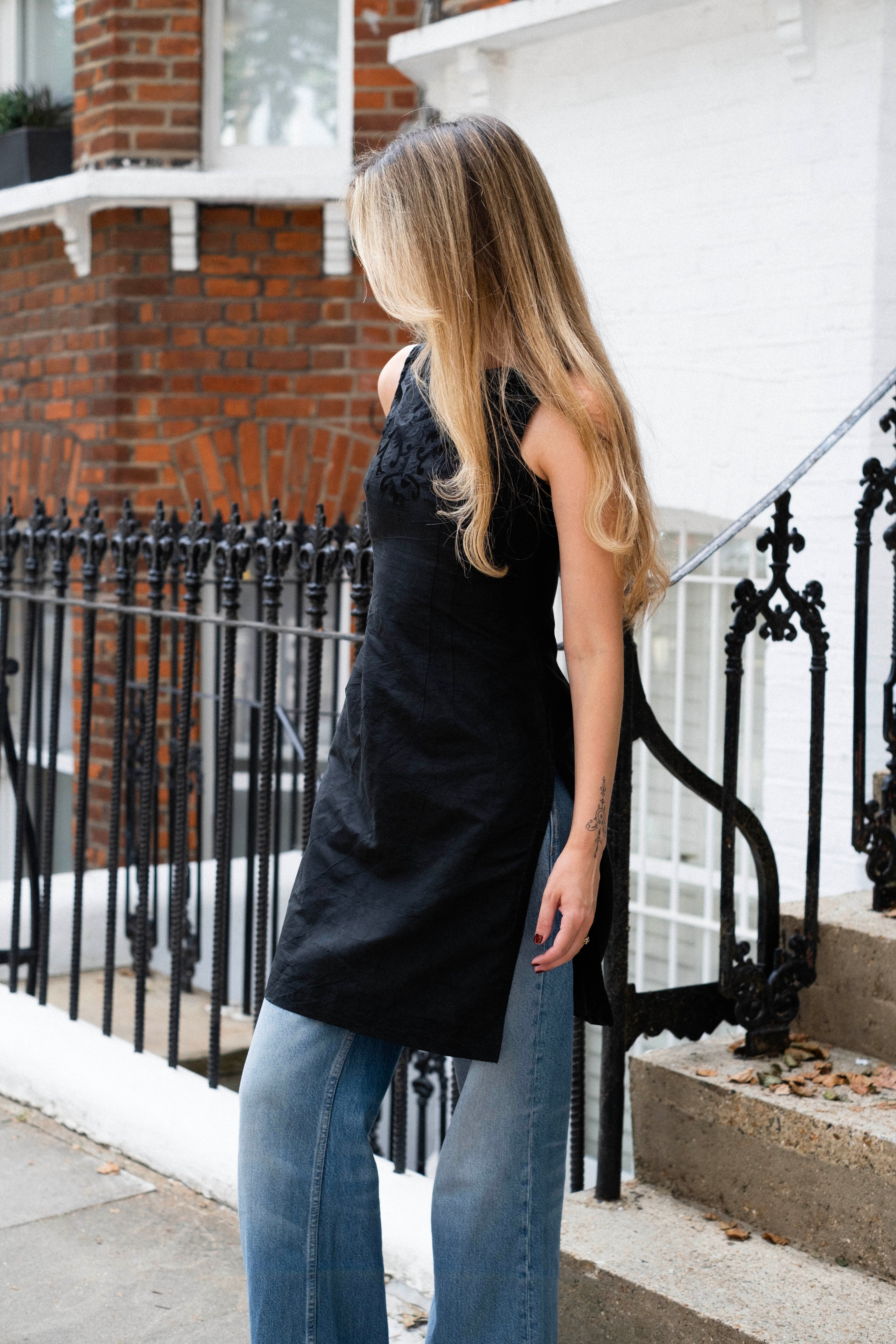 Vintage 90s silk tunic with embroidery