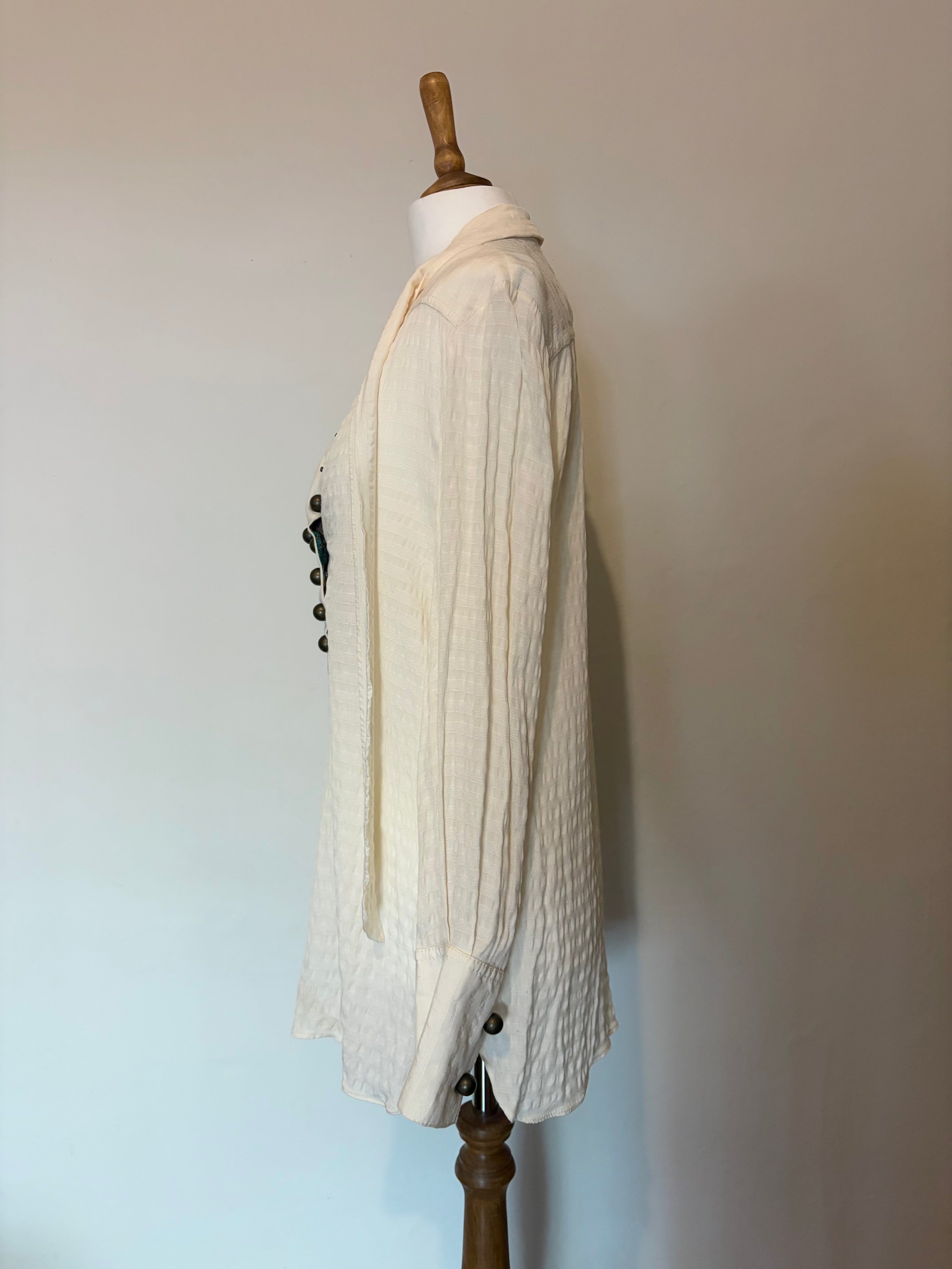 2000's white boho top with scarf