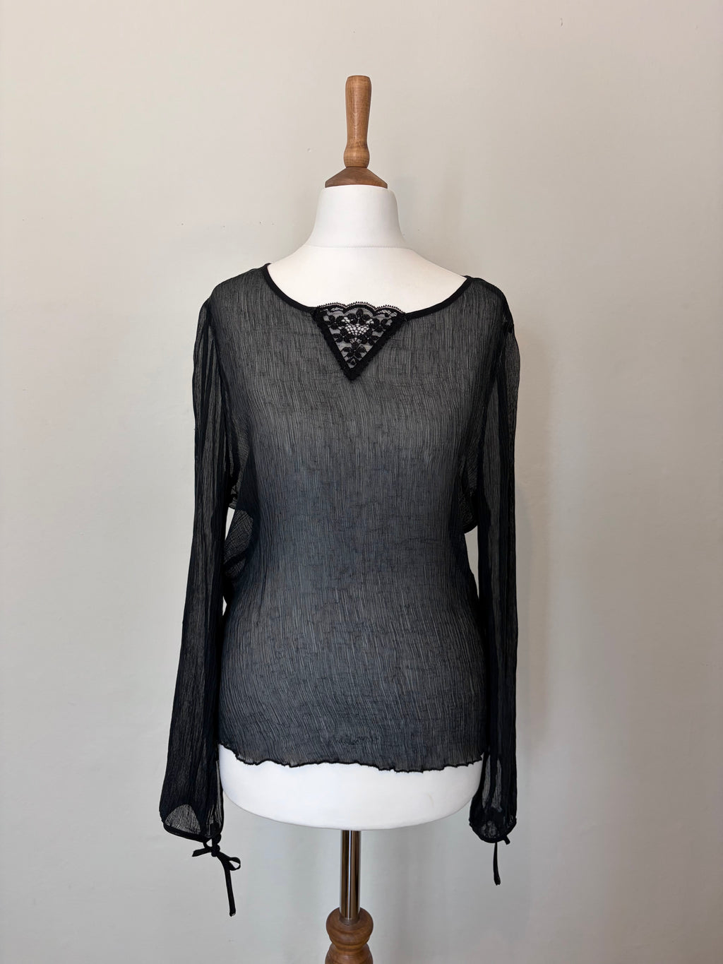 Black sheer lace detail top
