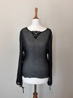 Black sheer lace detail top