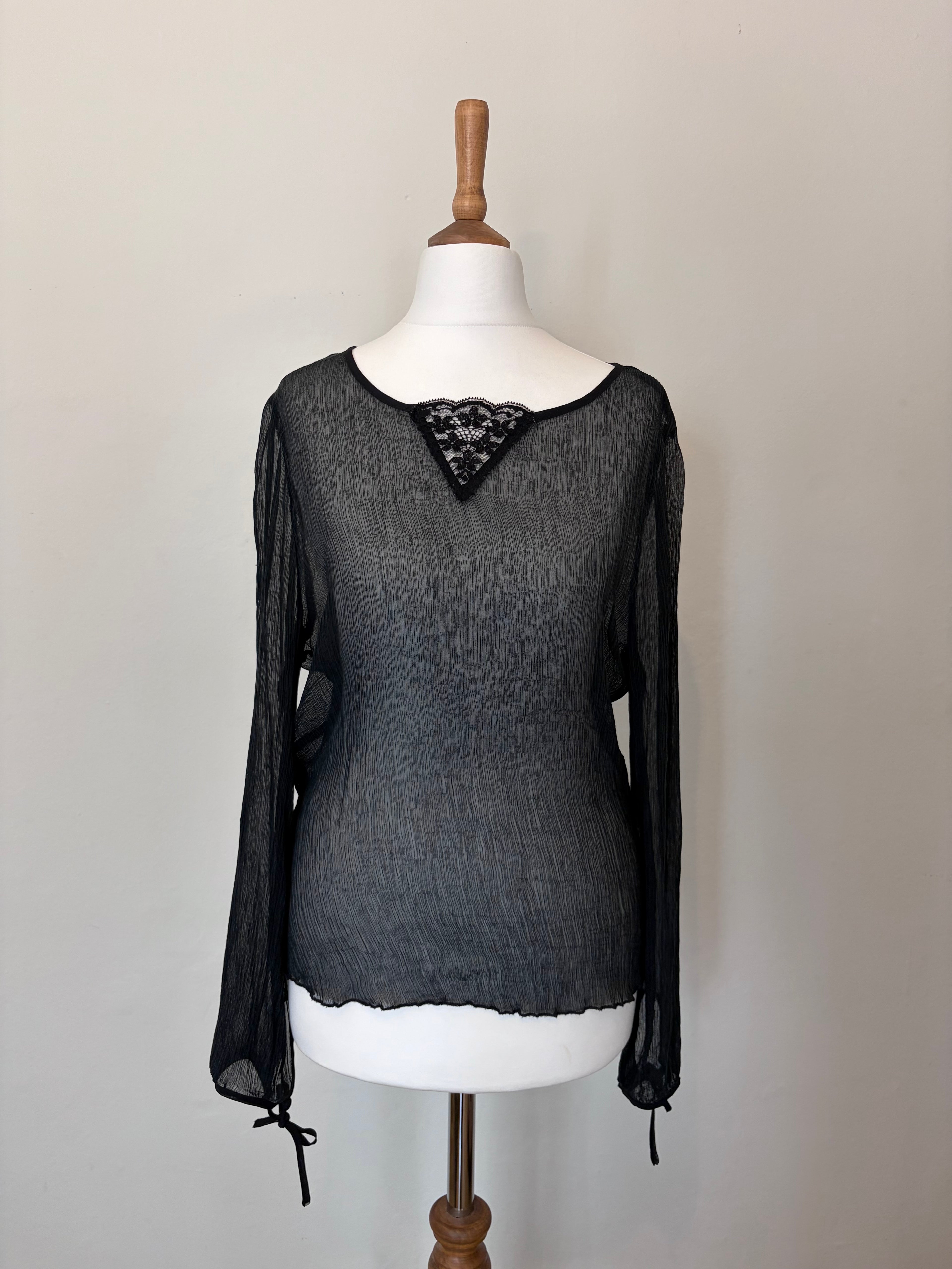 Black sheer lace detail top