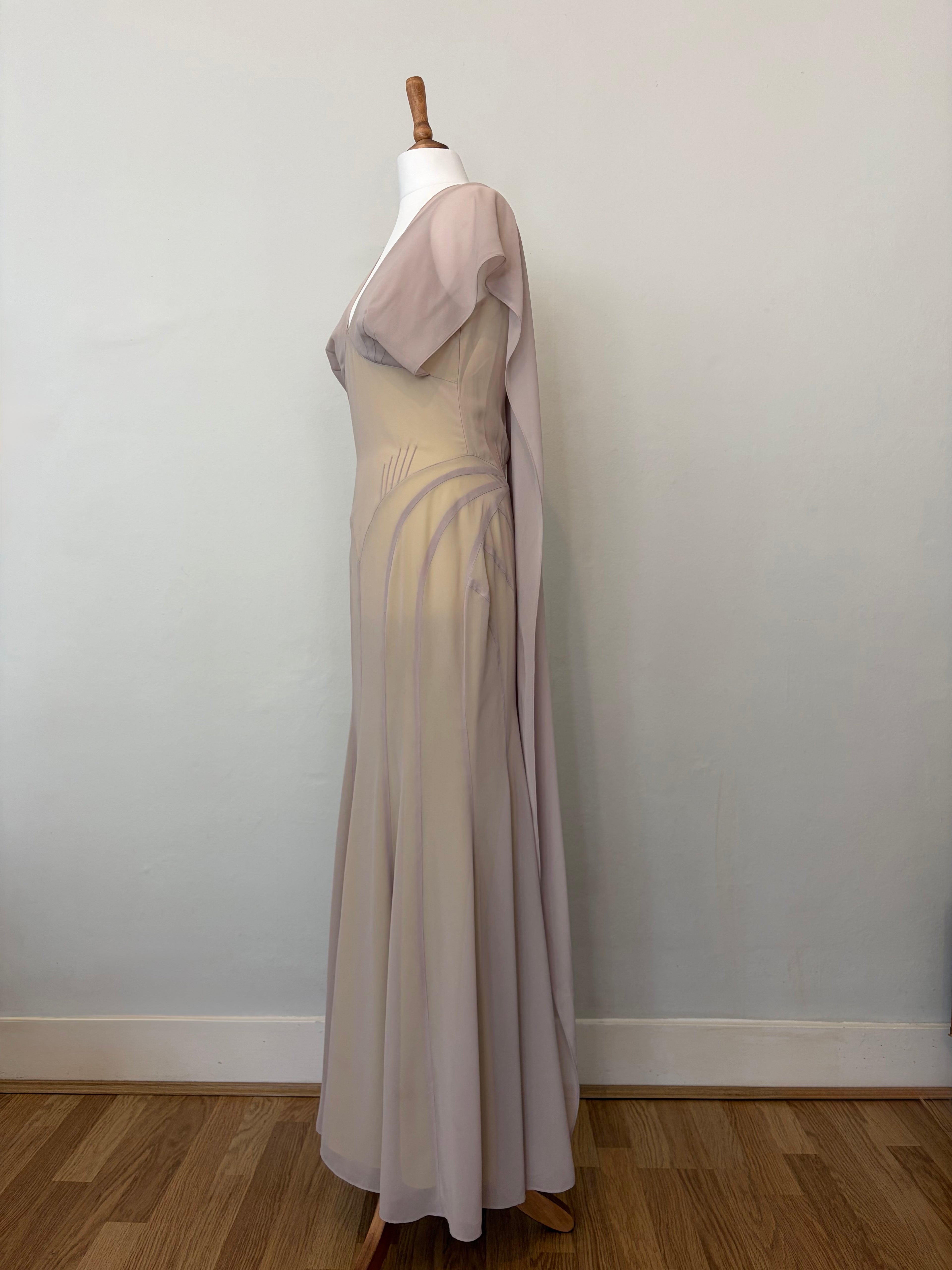 Sheer overlay dress with scarf
