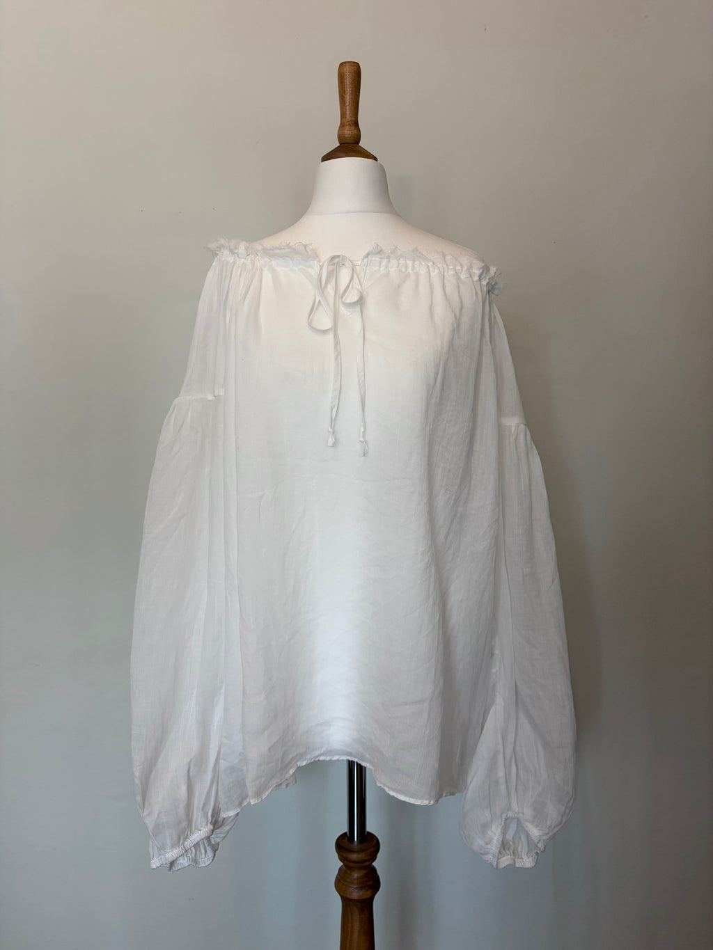 100% linen balloon sleeve blouse