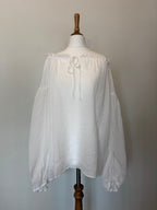 100% linen balloon sleeve blouse