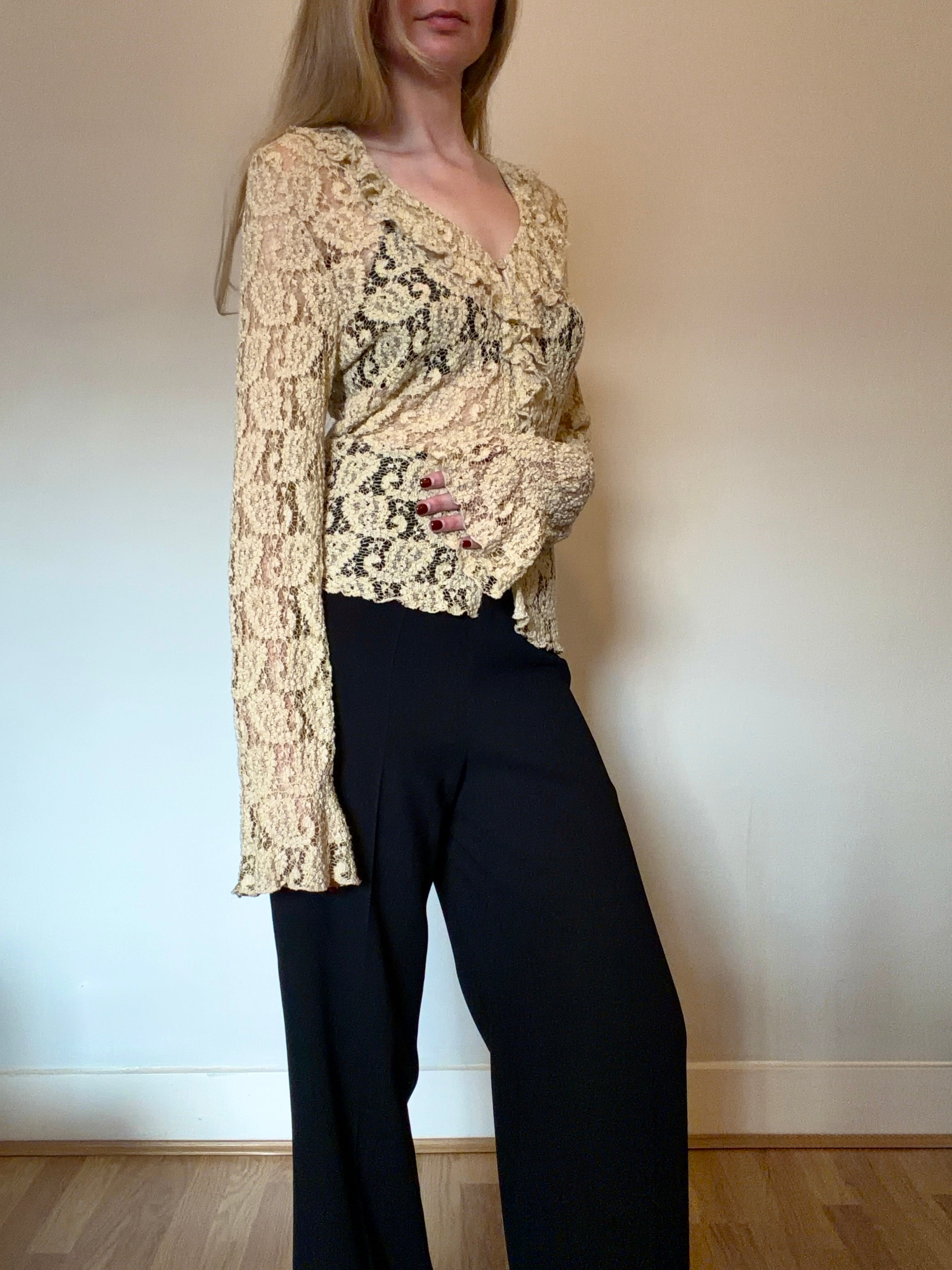 Vintage '90s lace blouse with ruffle detail