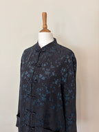 Silk-blend floral blue shirt