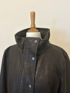 Leather funnel neck jacket