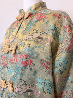 Oriental print jacket with frog closure