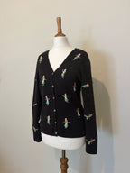 Hula girl embroidered cardigan