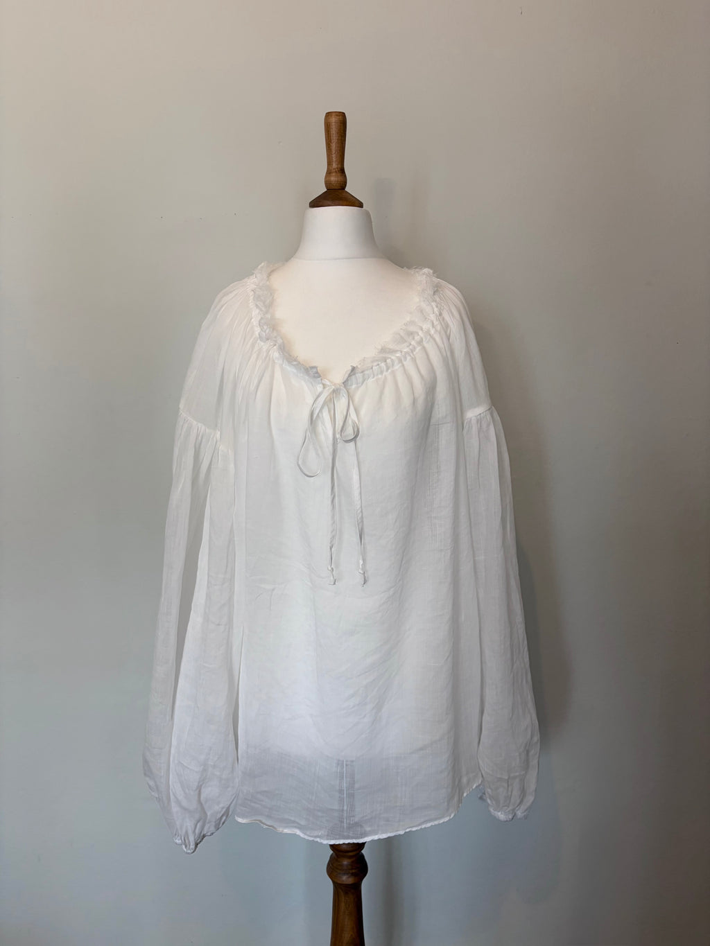 100% linen balloon sleeve blouse