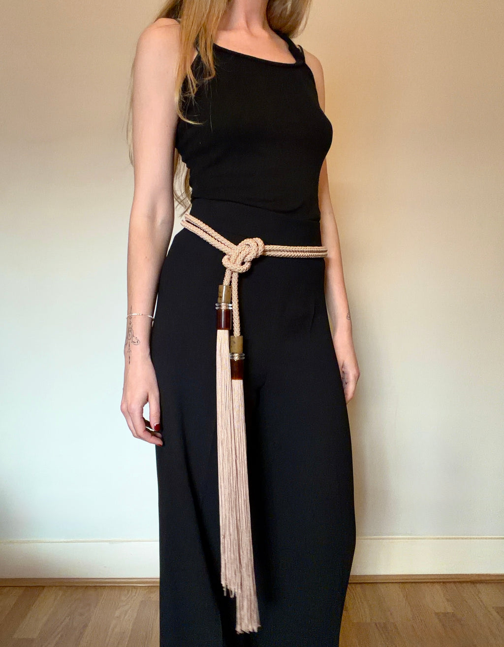 Max Mara beige tassel rope belt – runway piece
