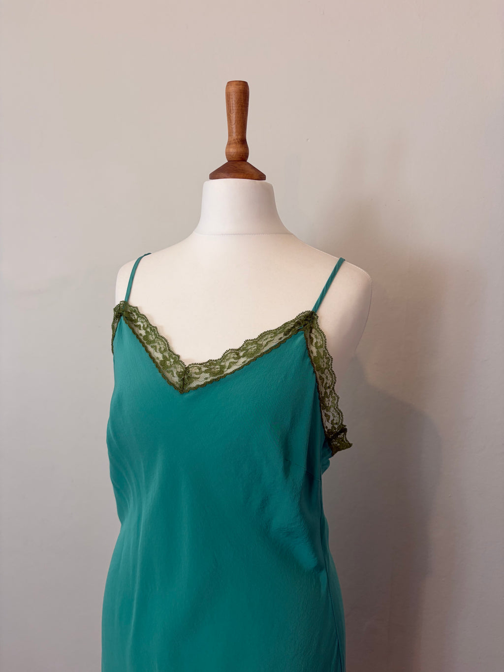 100% silk teal slip dress