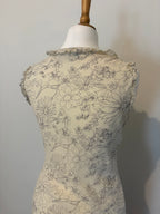 100% silk flower illustrated dress