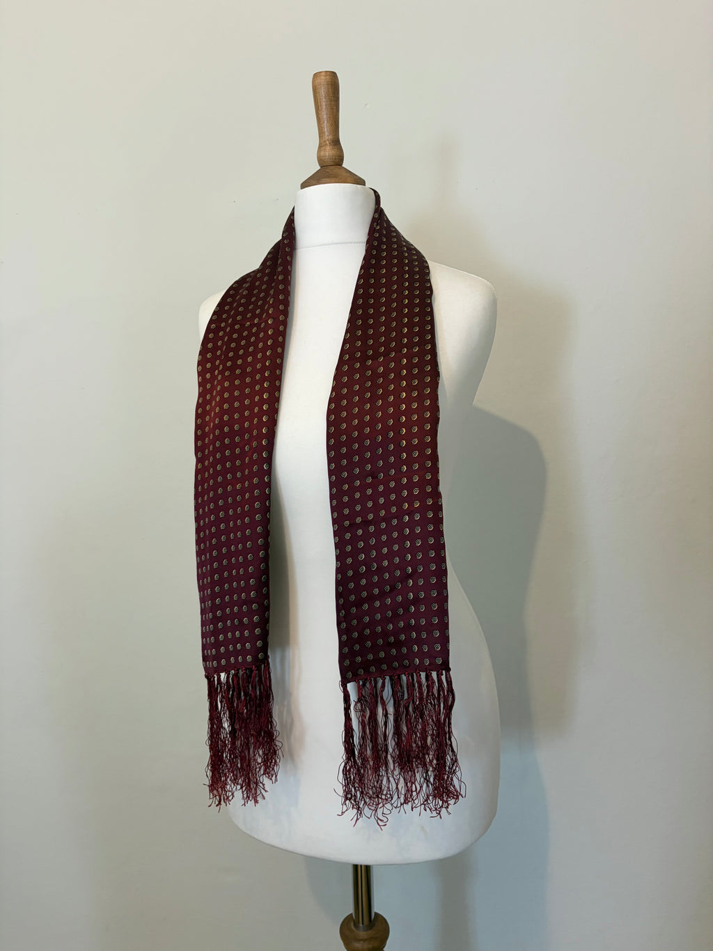 100% silk red patterned scarf