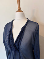 Navy asymettric sheer top