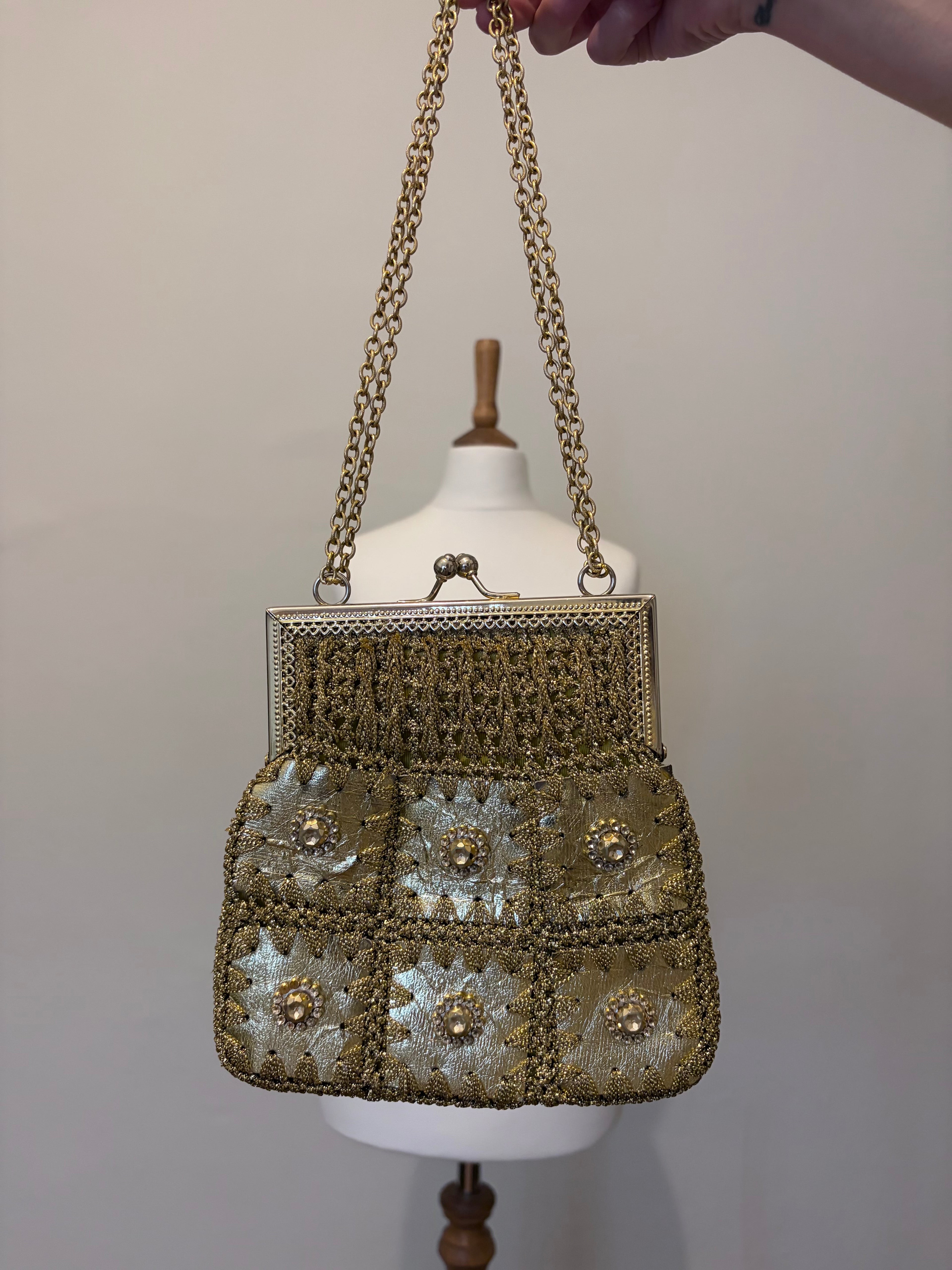 Gold woven chain strap bag