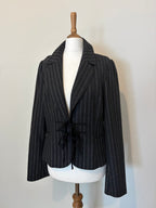 Wool pinstripe ribbon tie jacket
