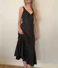 Black linen midi dress
