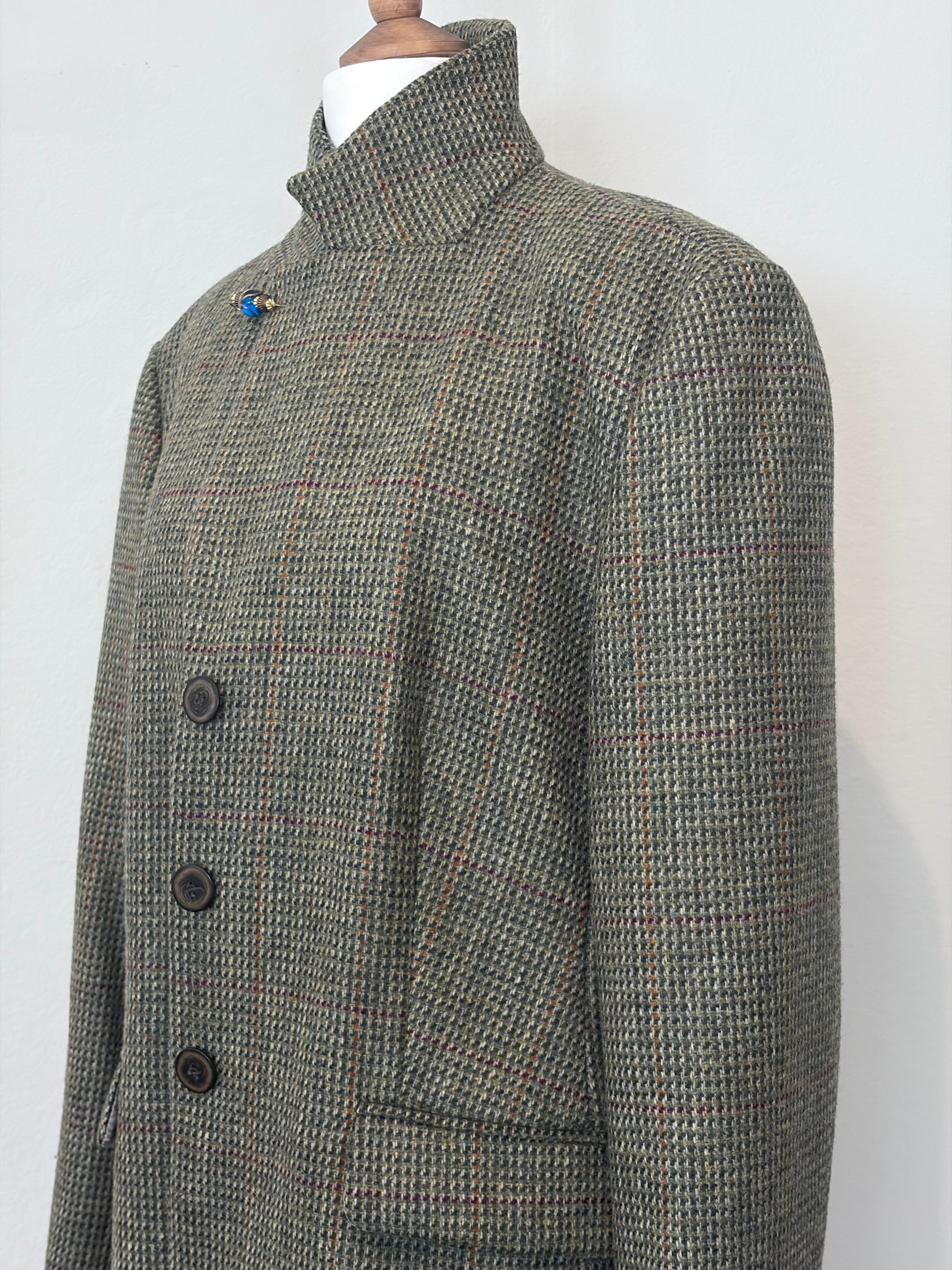 Oversized tweed blazer with brooch