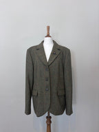 Oversized tweed blazer with brooch