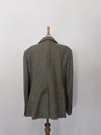 Oversized tweed blazer with brooch