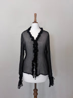 Black sheer top with ruffles