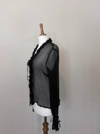 Black sheer top with ruffles