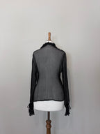 Black sheer top with ruffles