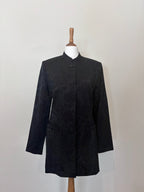 Black jacquard rose print jacket