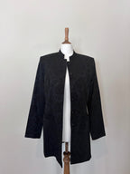 Black jacquard rose print jacket