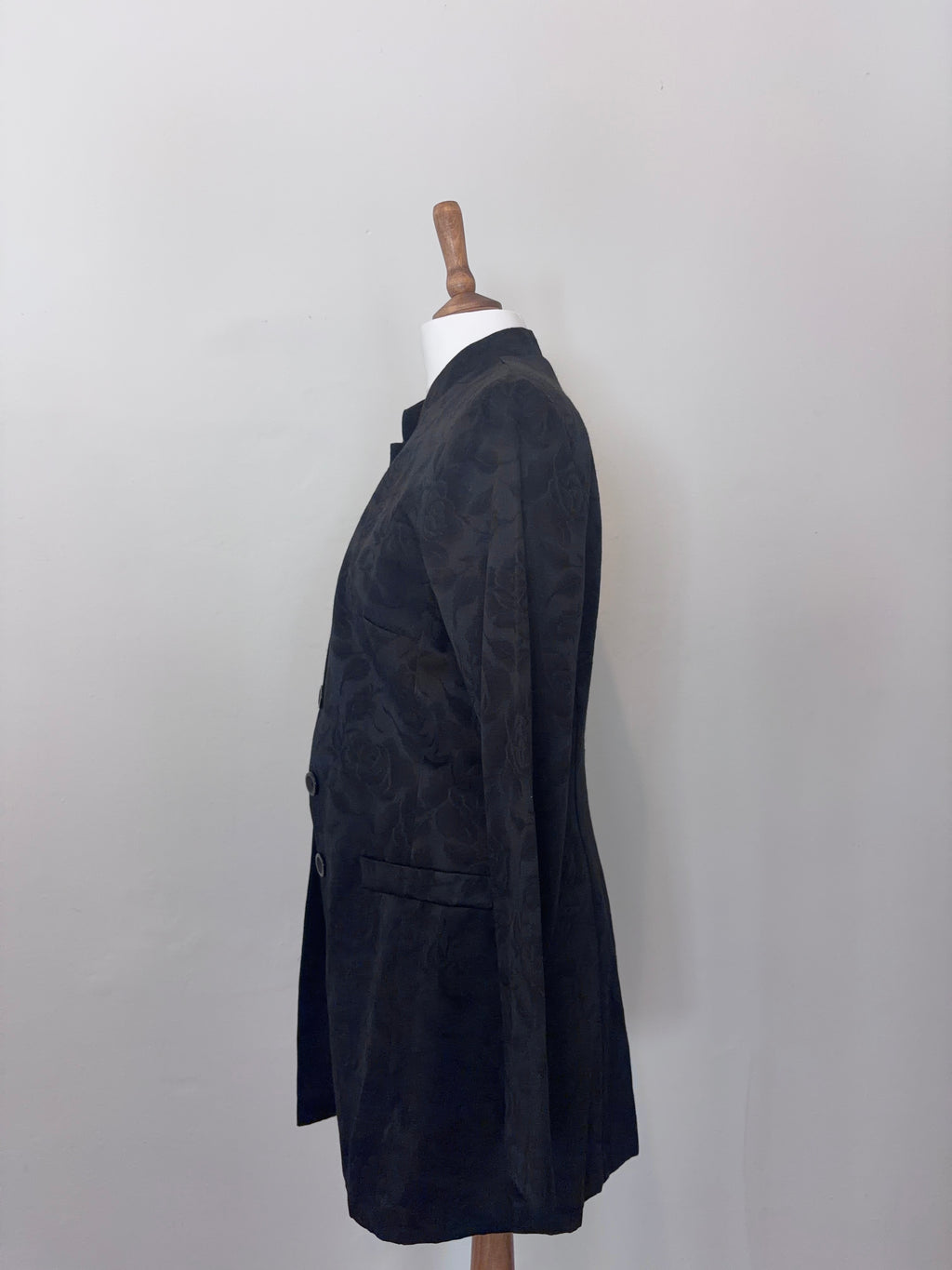 Black jacquard rose print jacket