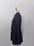 Black jacquard rose print jacket
