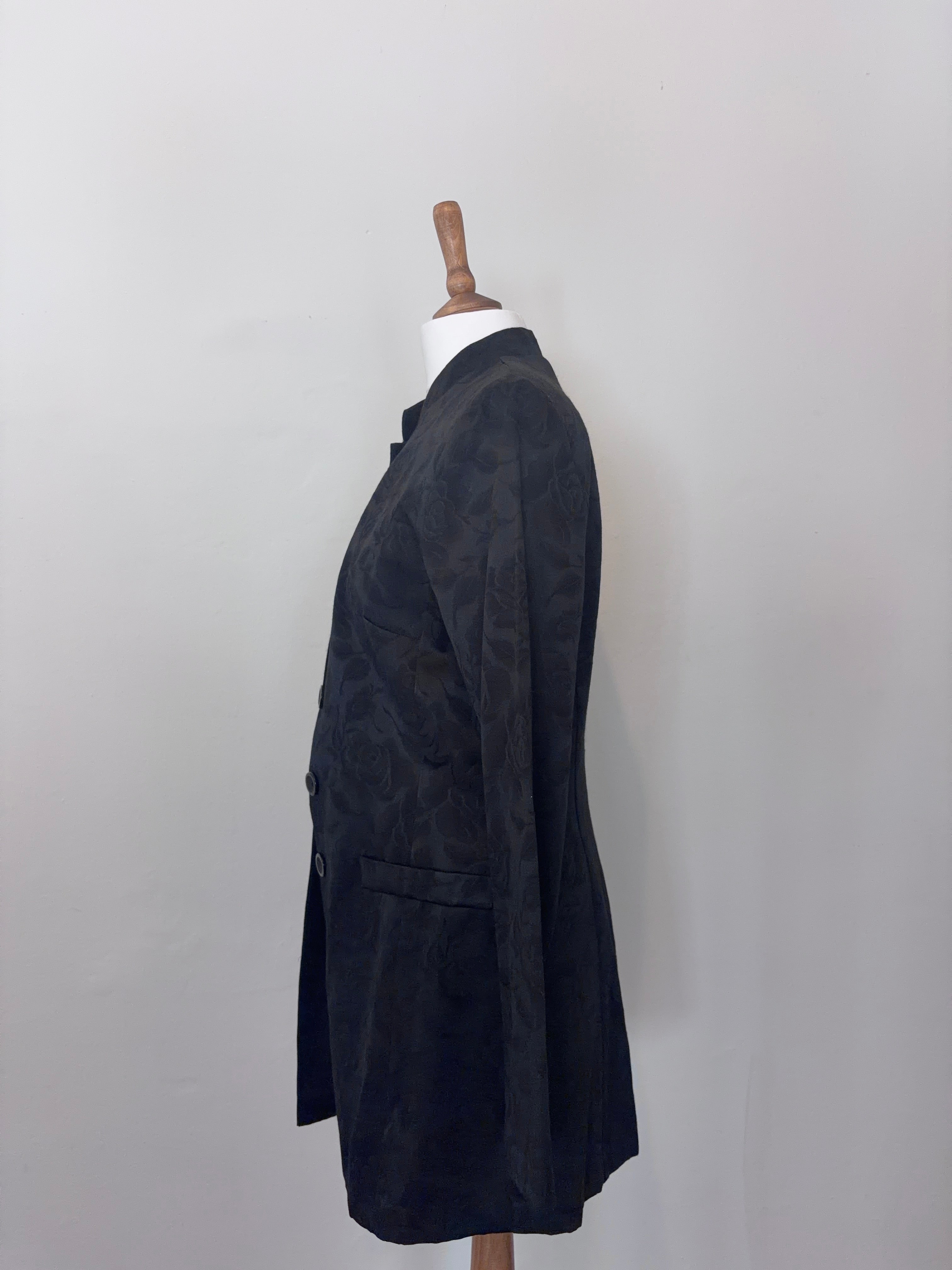 Black jacquard rose print jacket
