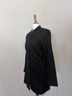 Black jacquard rose print jacket