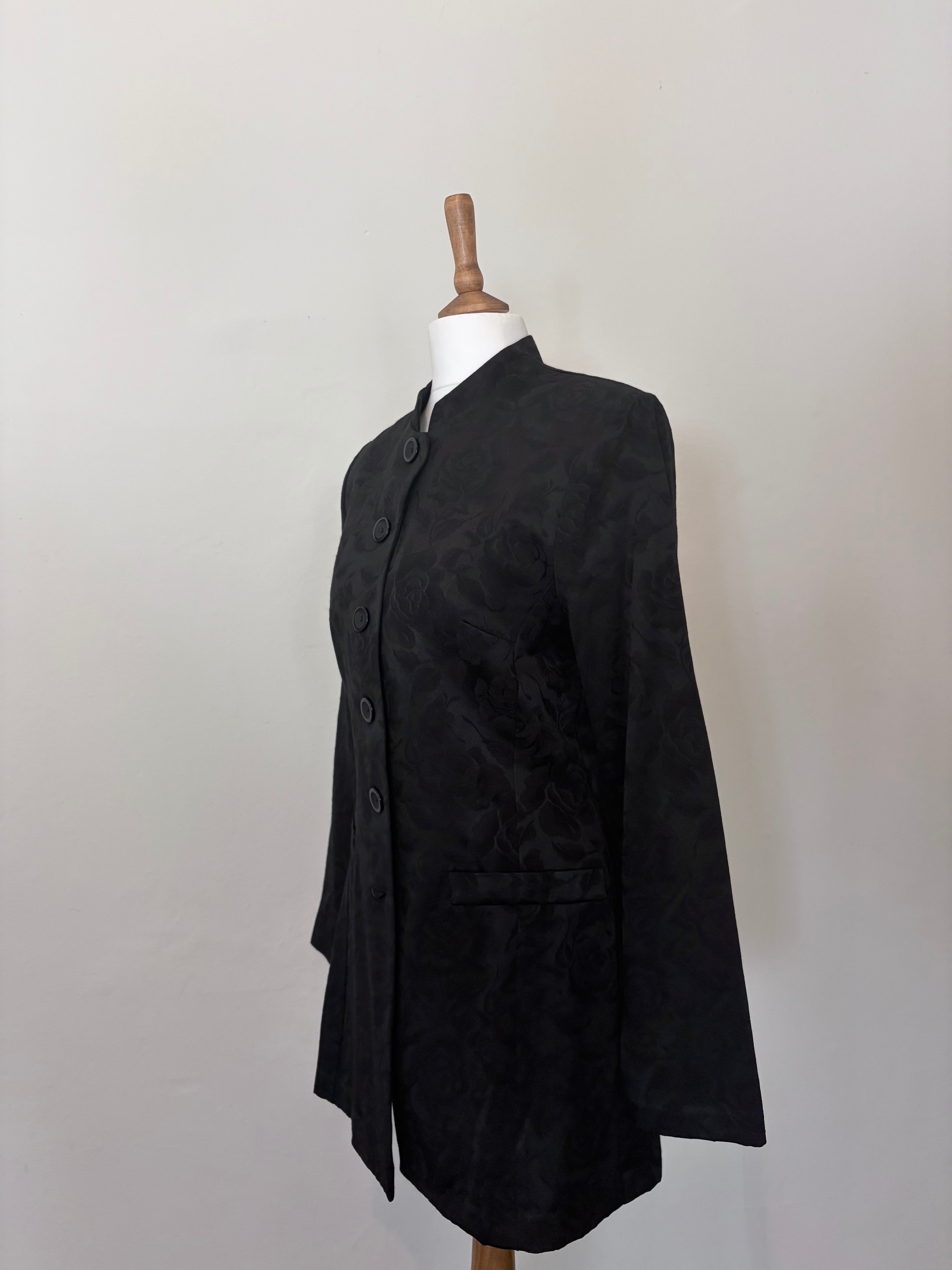 Black jacquard rose print jacket