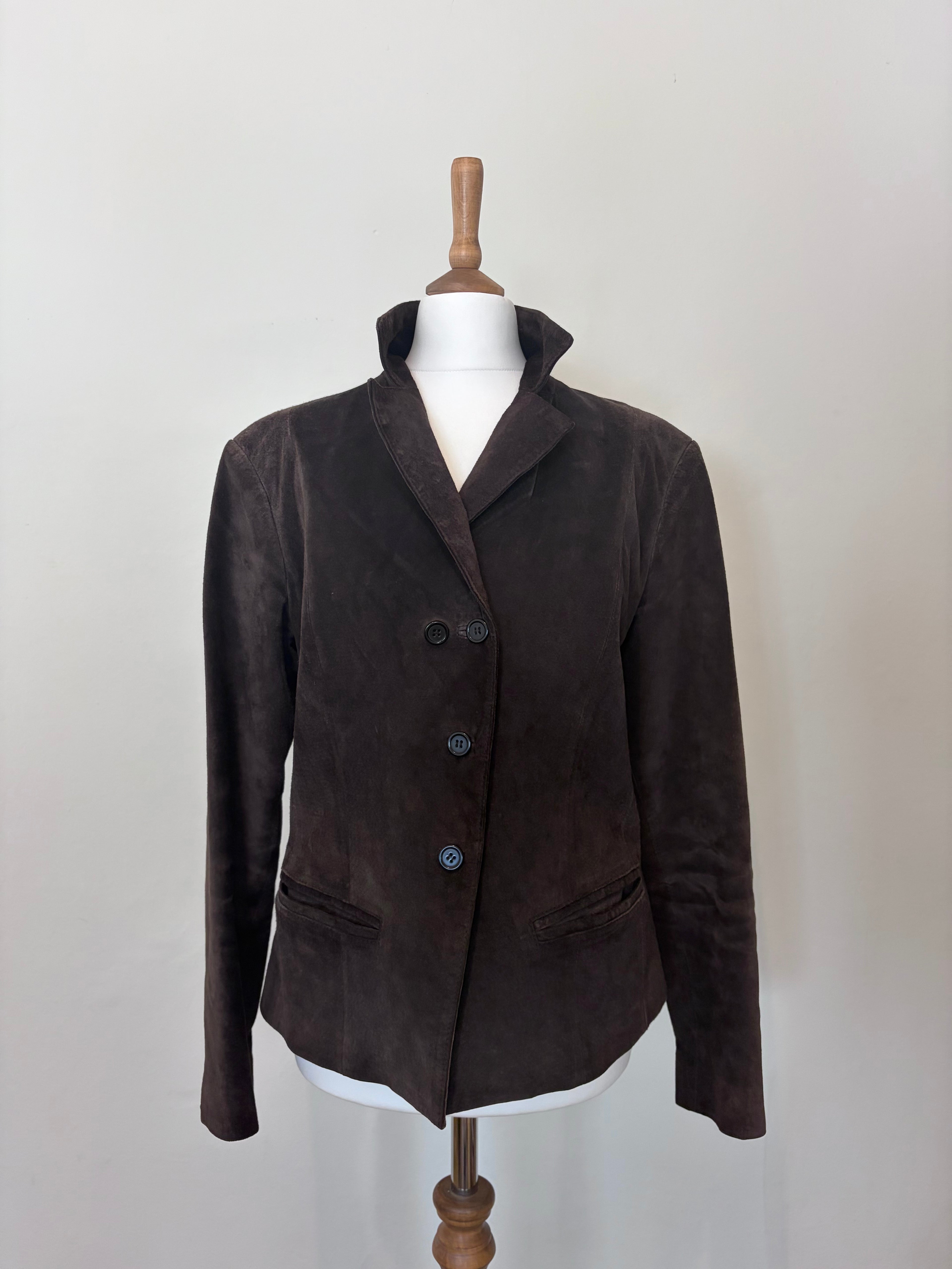Brown suede jacket with back tie detail