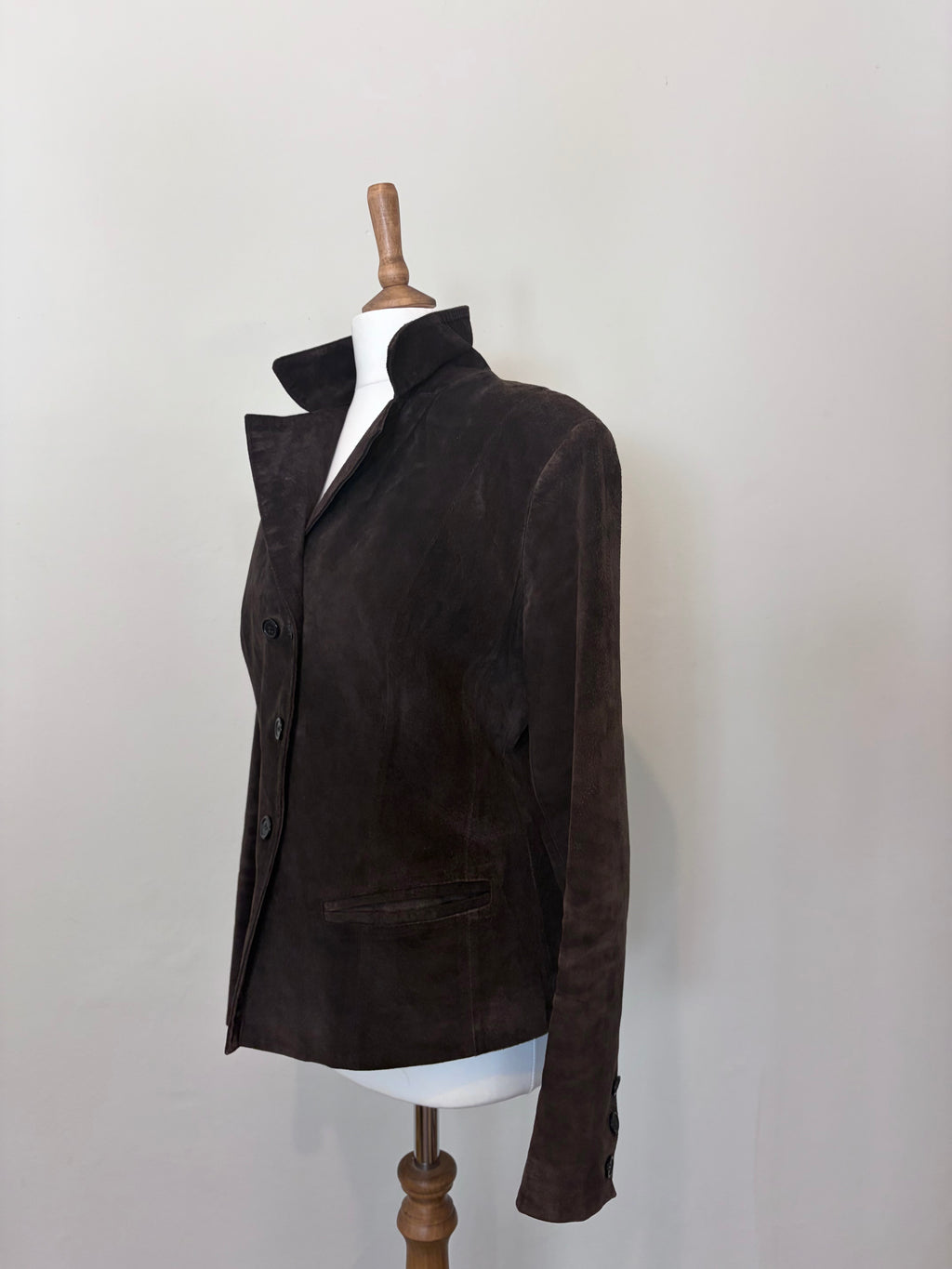 Brown suede jacket with back tie detail