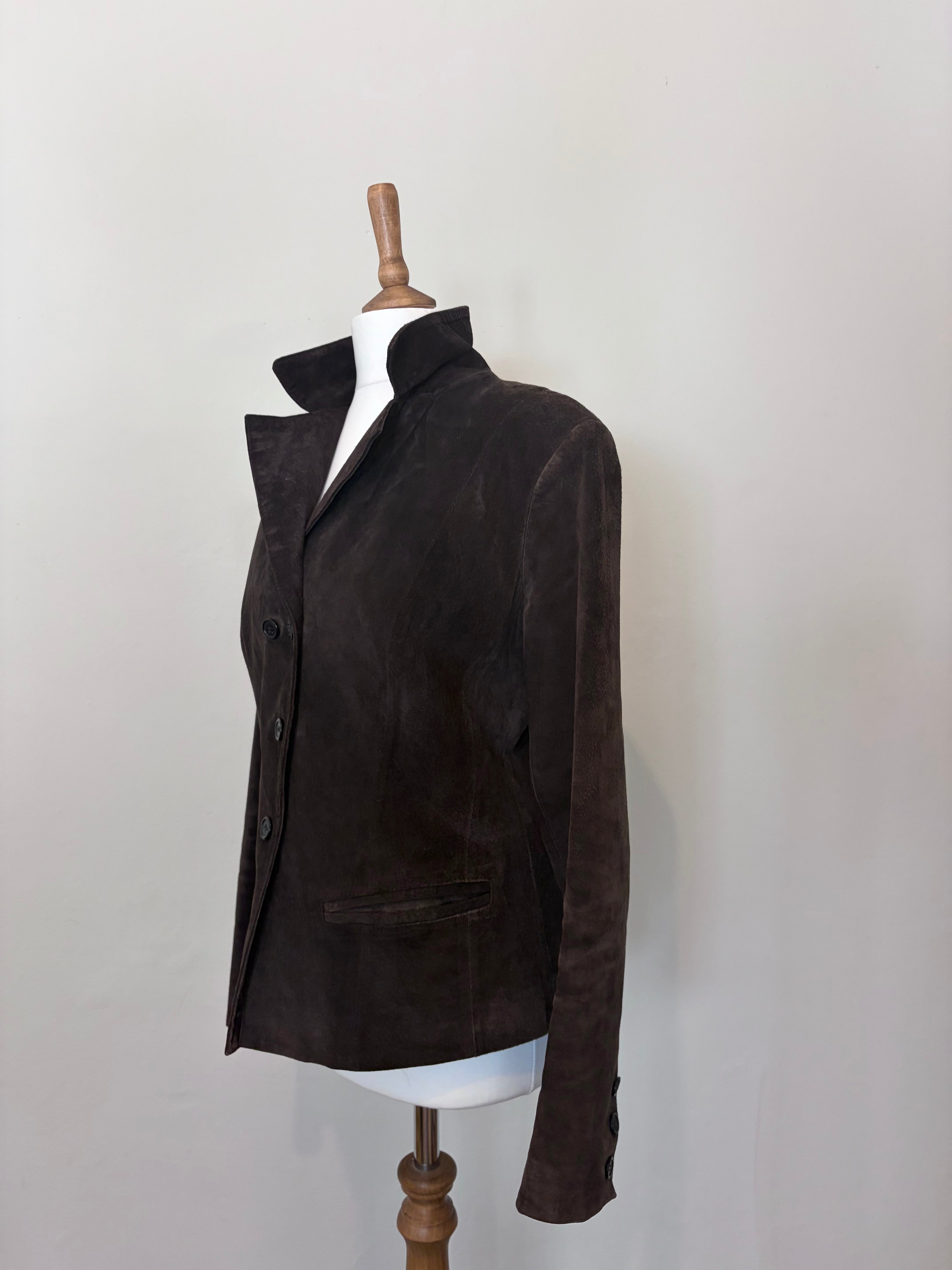 Brown suede jacket with back tie detail