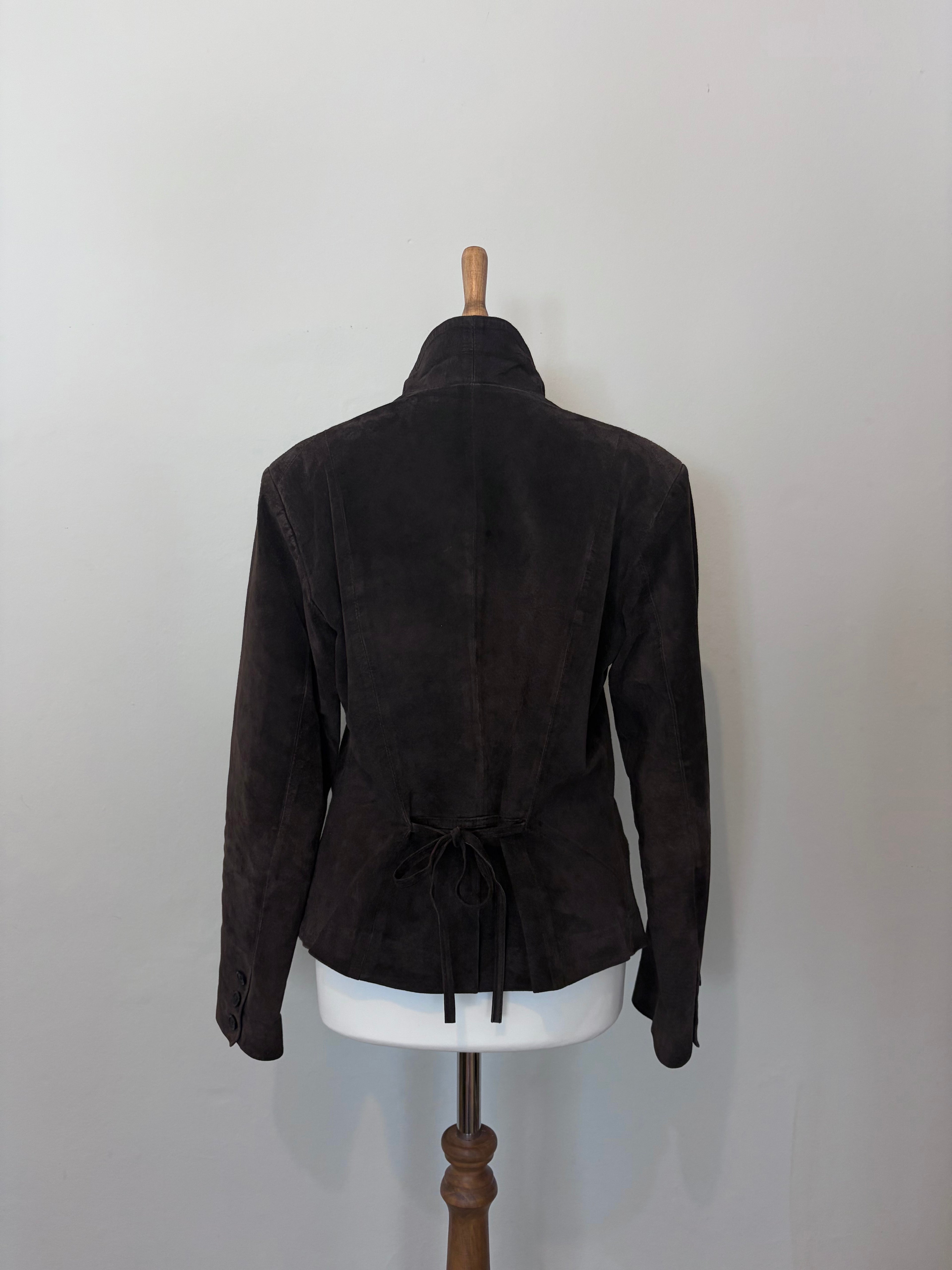 Brown suede jacket with back tie detail