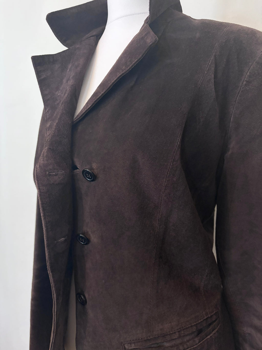 Brown suede jacket with back tie detail