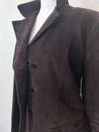Brown suede jacket with back tie detail