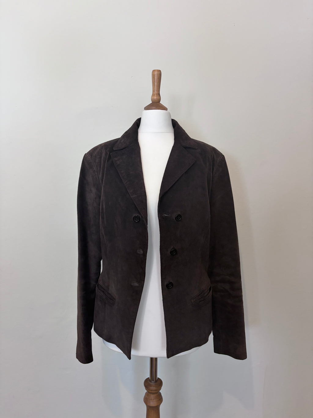 Brown suede jacket with back tie detail