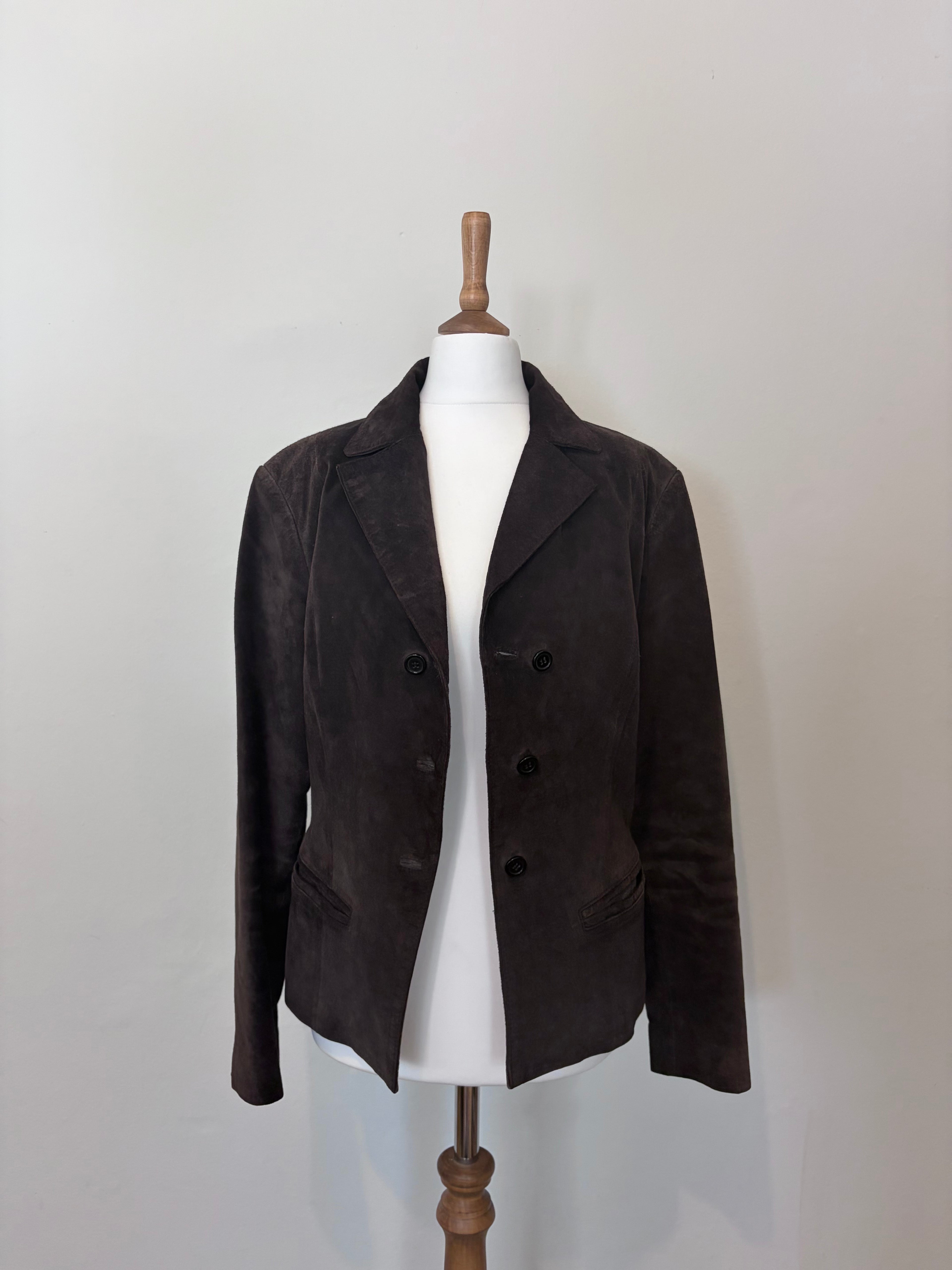 Brown suede jacket with back tie detail