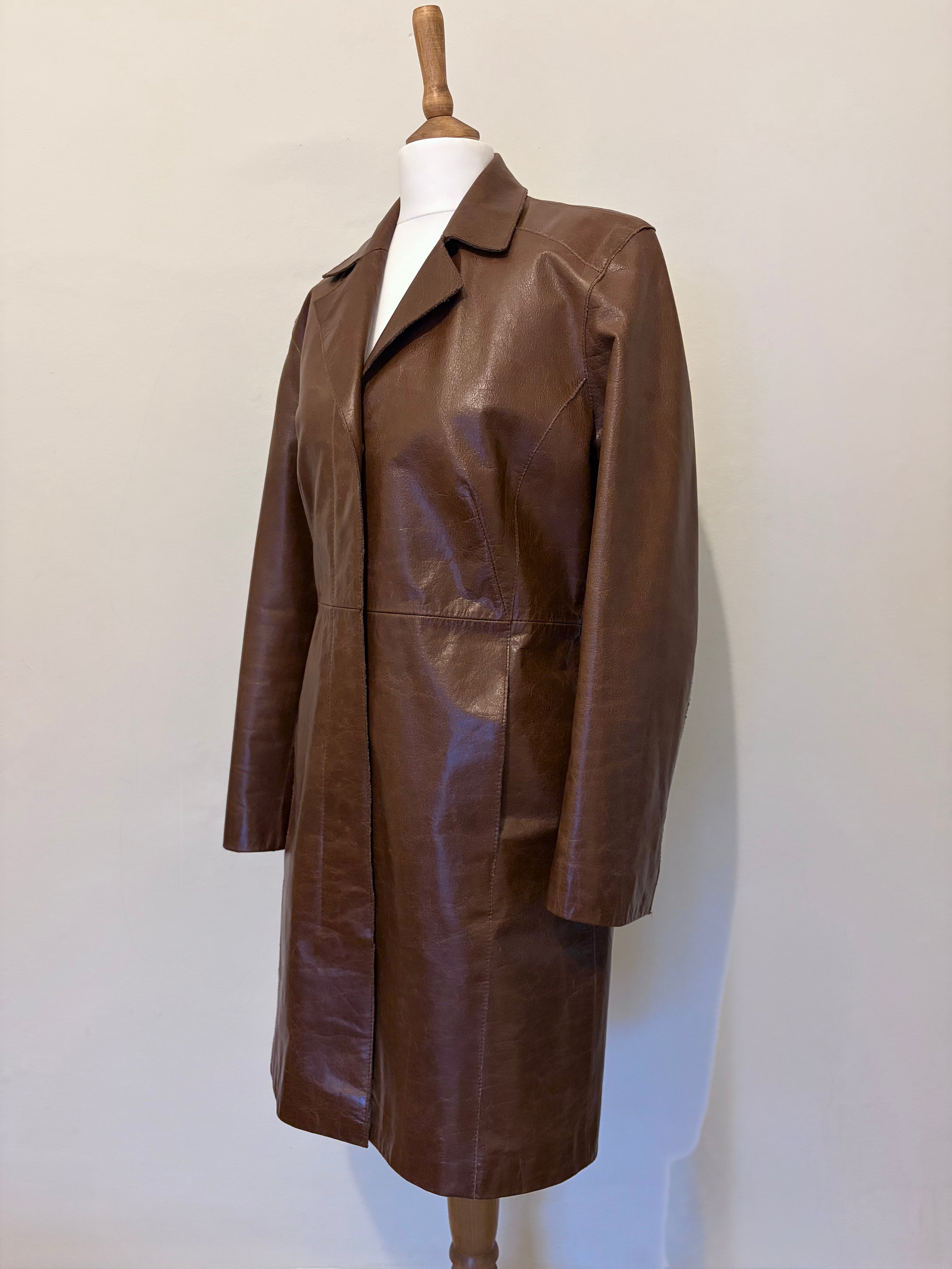 Brown 100% leather coat