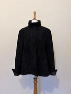 Black suede funnel neck jacket