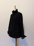 Black suede funnel neck jacket