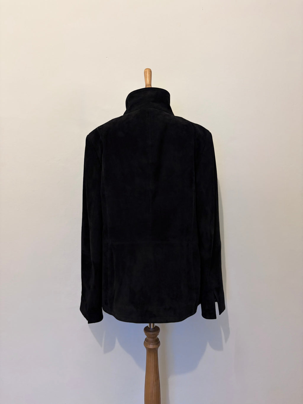 Black suede funnel neck jacket